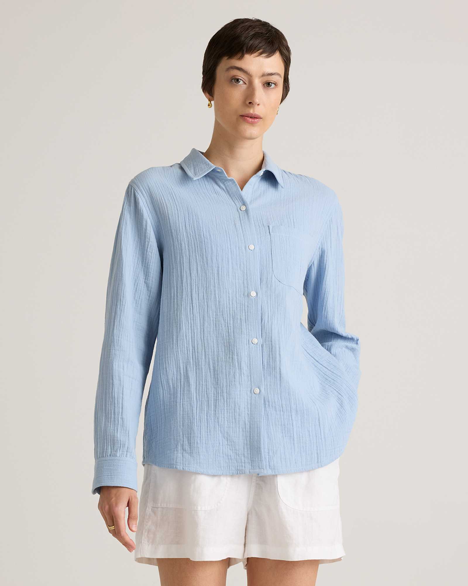 ocean-breeze 100% Organic Cotton Gauze Long Sleeve Shirt