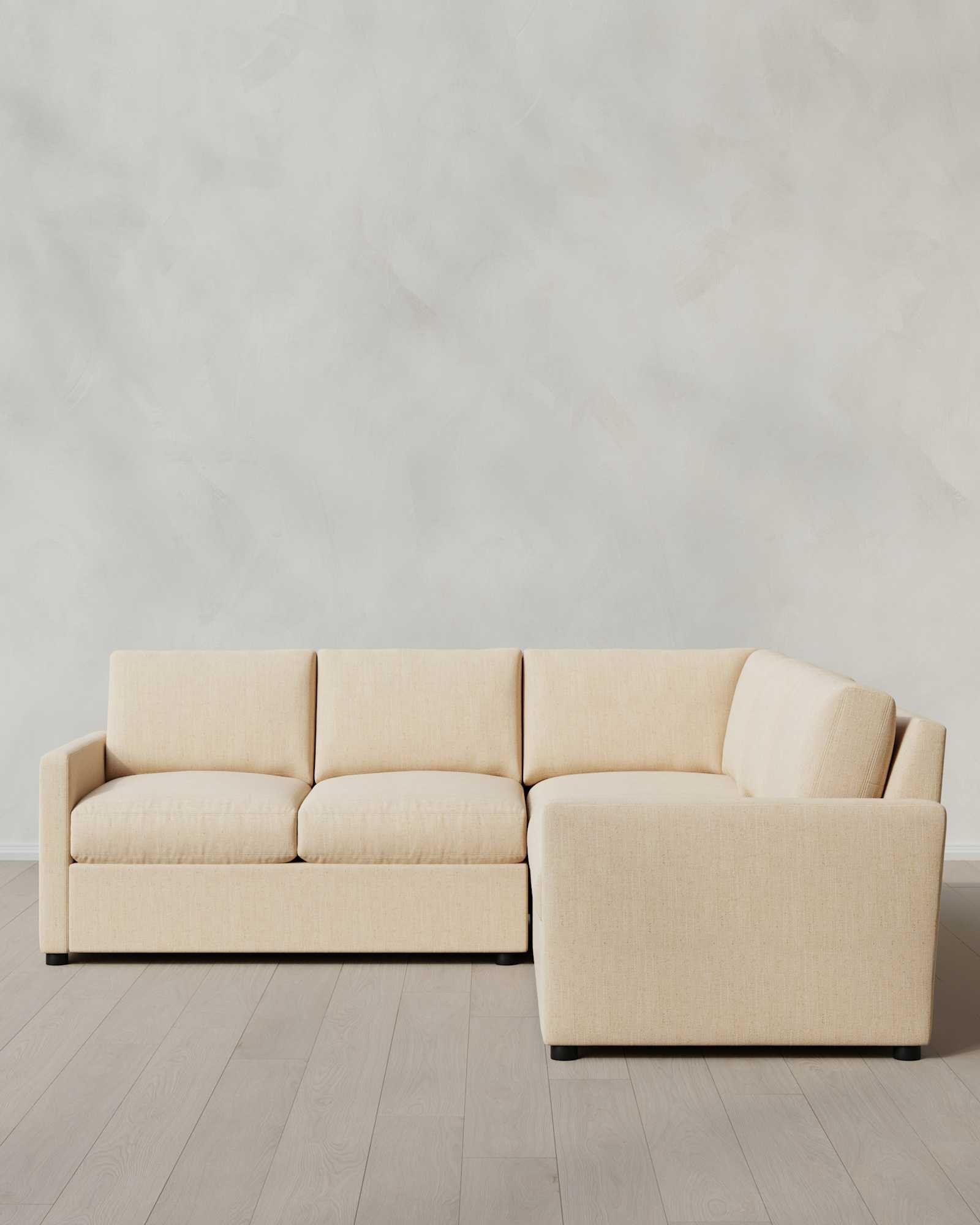 Eggshell Brennan L Sectional in Performance Chenille Linen Blend