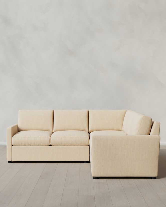 Eggshell Brennan L Sectional in Performance Chenille Linen Blend