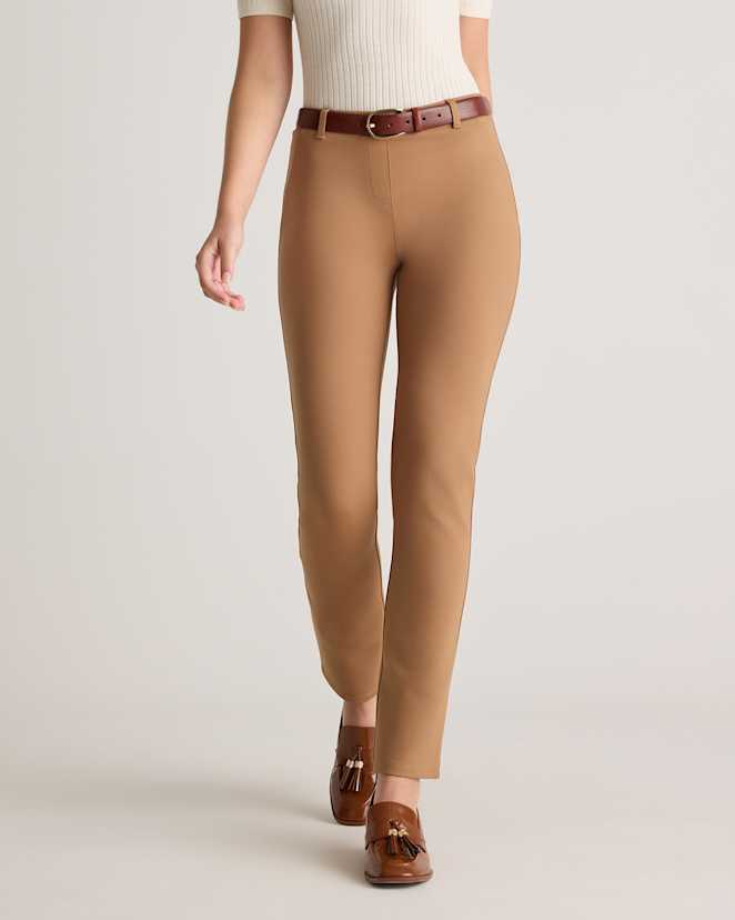 Roasted Pecan Ultra-Stretch Ponte Straight Leg Pants