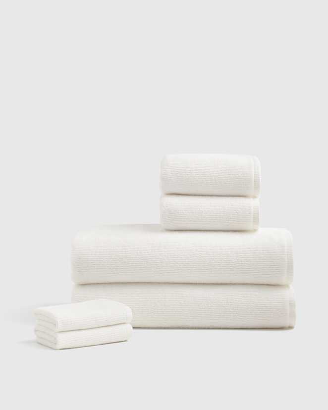 White Turkish Ribbed Quick Dry Bath Sheet Bundle