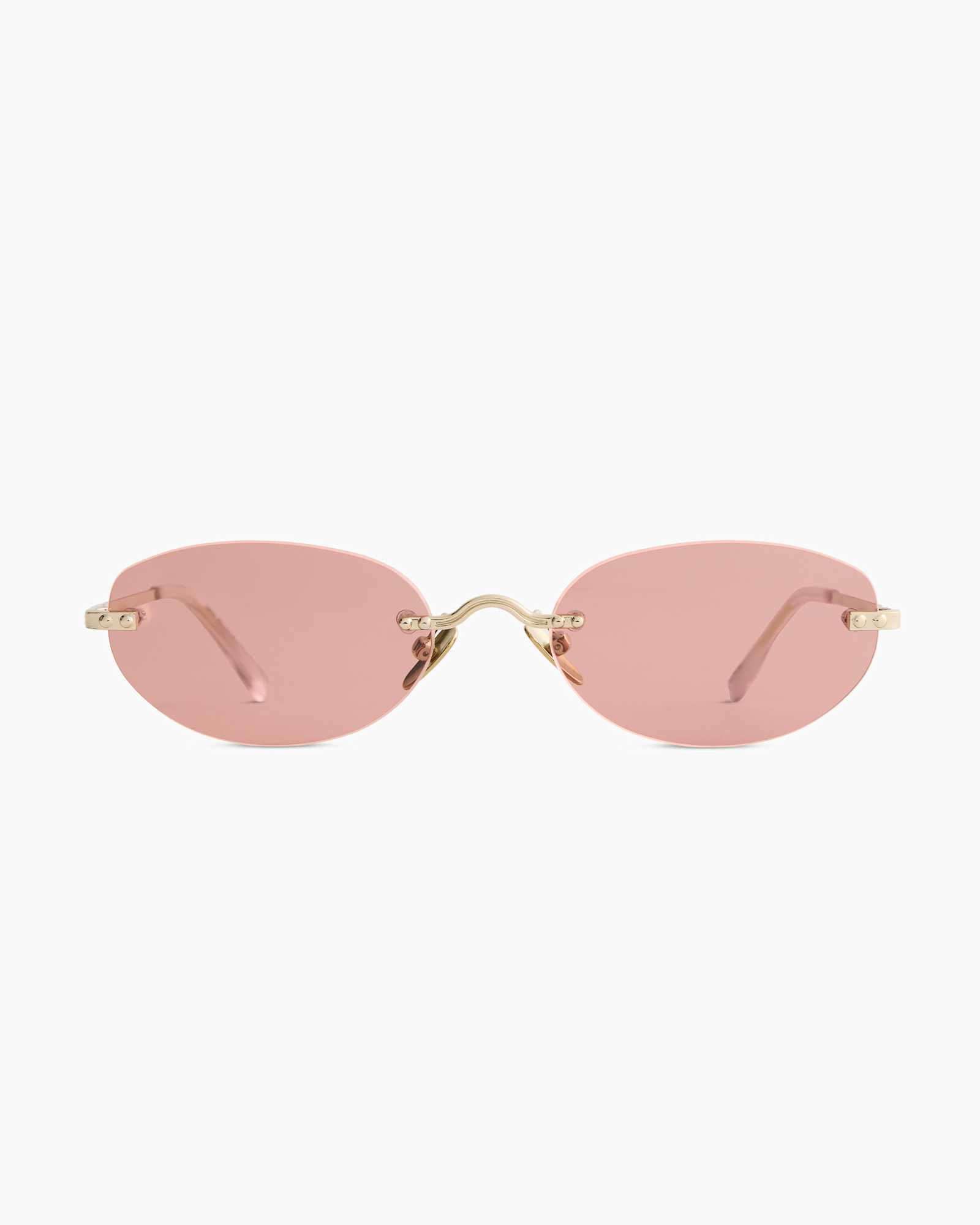 Light Gold with Pink Lens Seoul Polarized Stainless Steel Sunglasses