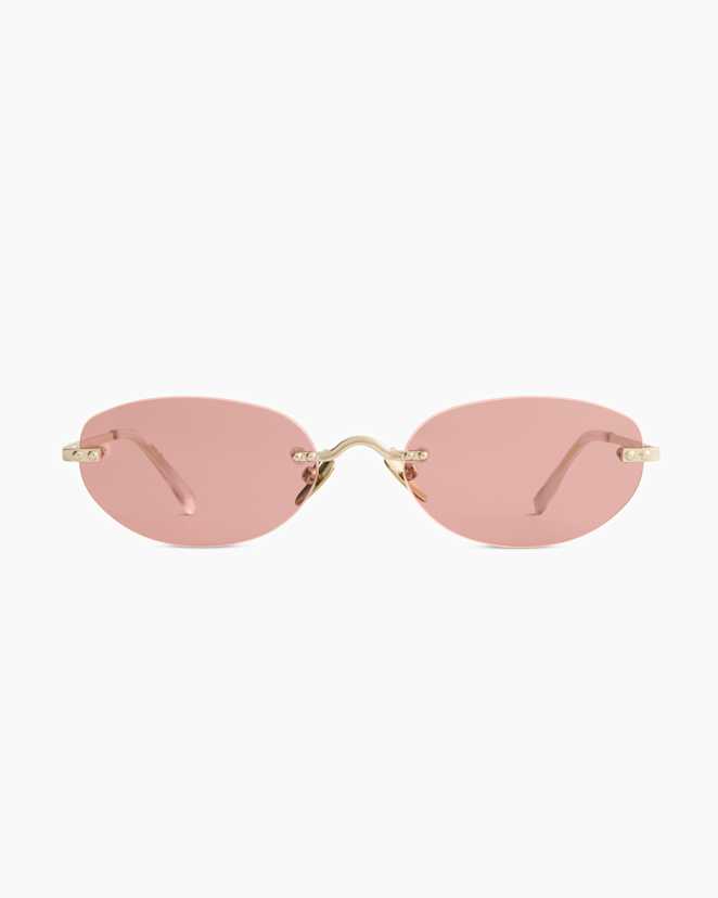 Light Gold with Pink Lens Seoul Polarized Stainless Steel Sunglasses
