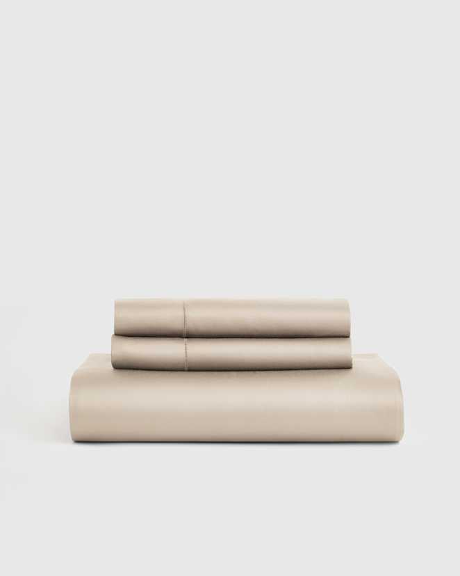 Sand Giza Egyptian Cotton Sateen Fitted Sheet Set