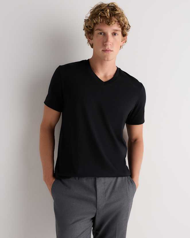 Bold Black 100% Pima Cotton Luxe Touch V-Neck Tee