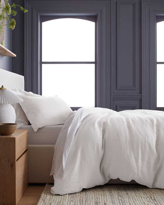 White European Linen Waffle Duvet Cover