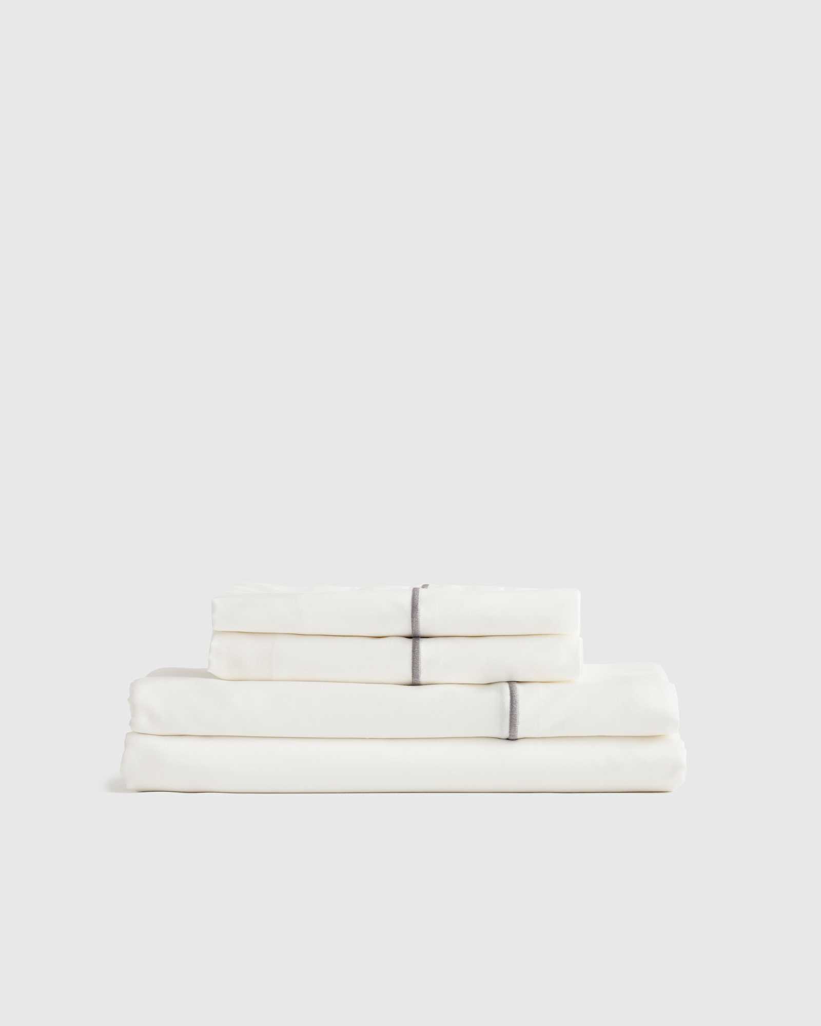 grey Luxury Organic Sateen Embroidered Sheet Set