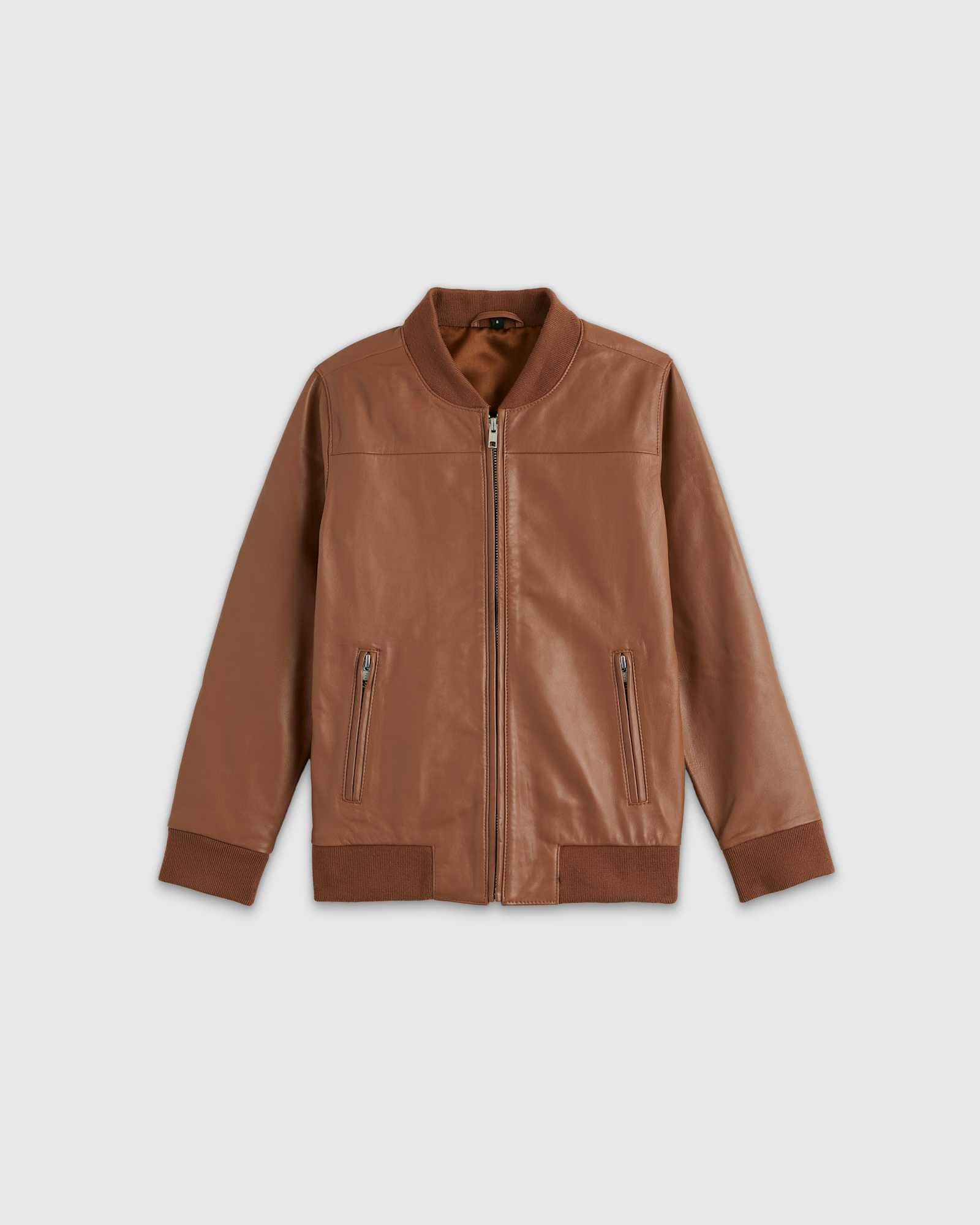 U--535-CGN 0118 cognac 100% Leather Bomber Jacket