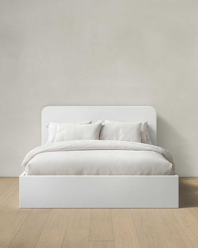 White 100% Linen Curved Bed