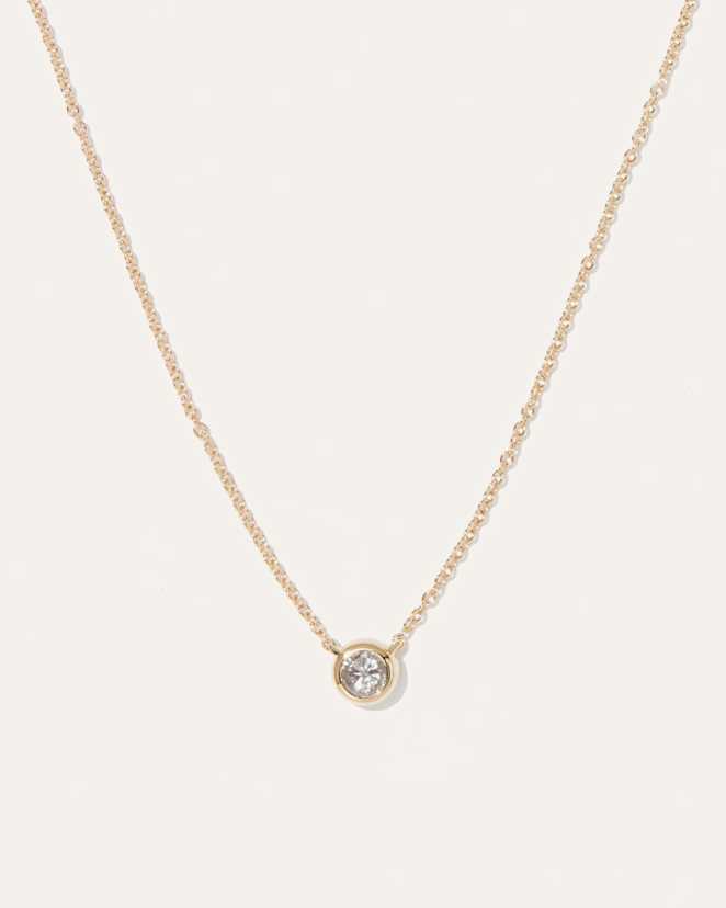 NECK-7 3890 Yellow Gold 14K Gold Diamond Bezel Necklace