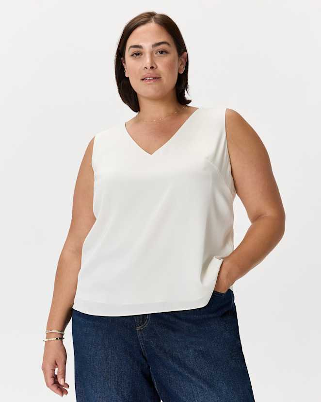 Ivory Washable Stretch Silk Tank