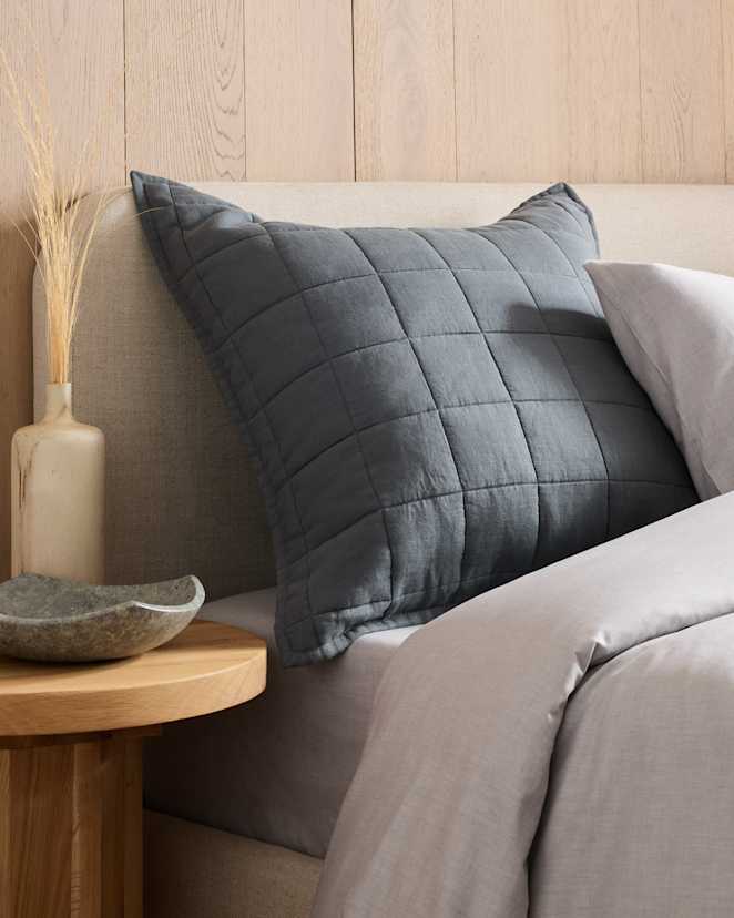 Nightfall European Linen Box Quilted Square Pillowcase