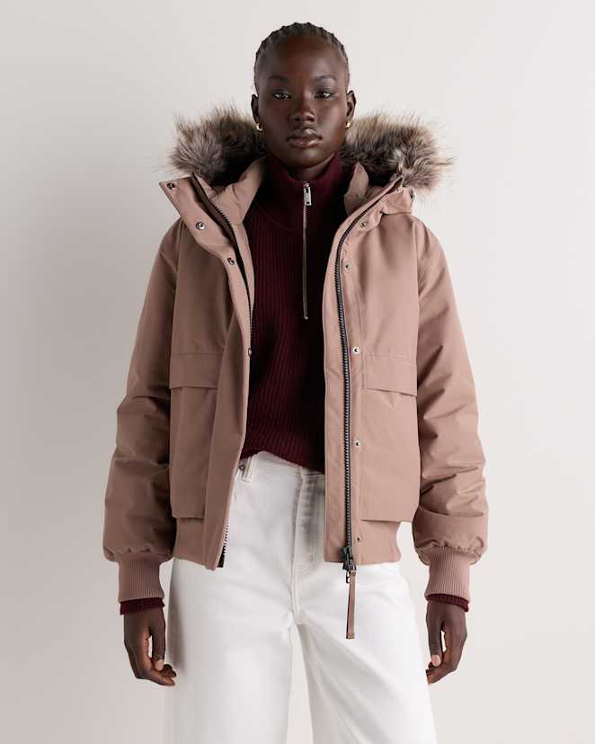 Mahogany Brown Responsible Down Hooded Short Parka