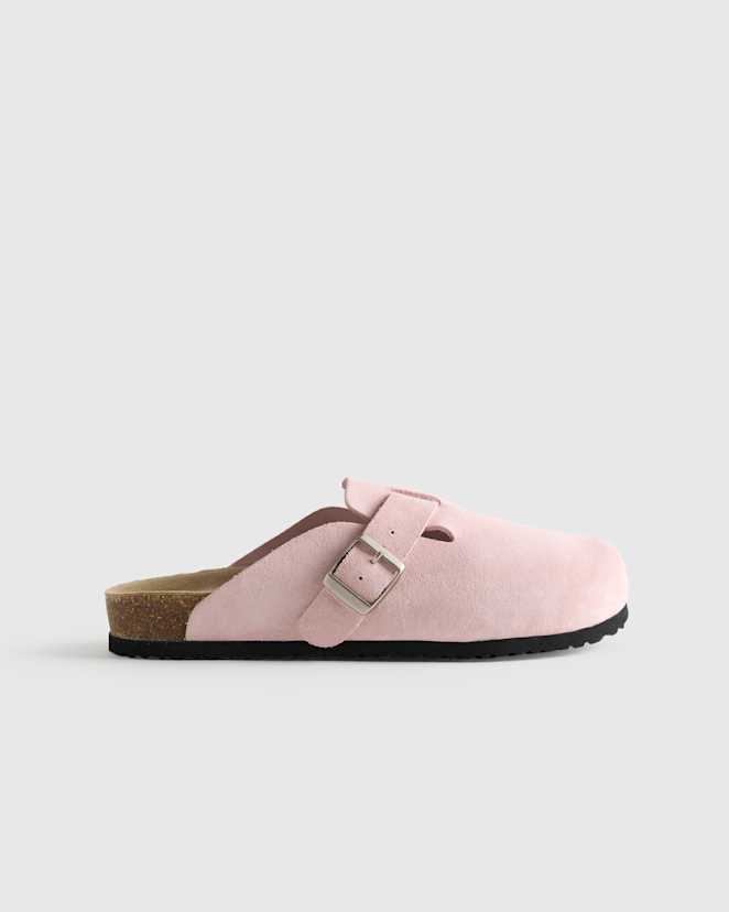 Shell Pink Water Repellent Suede Clog Mule