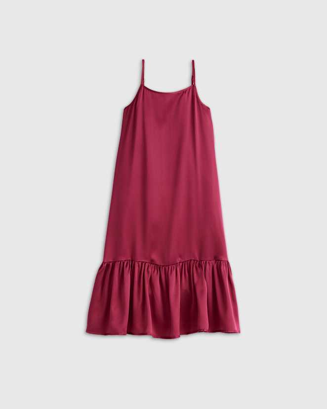 Burgundy 100% Washable Silk Dress