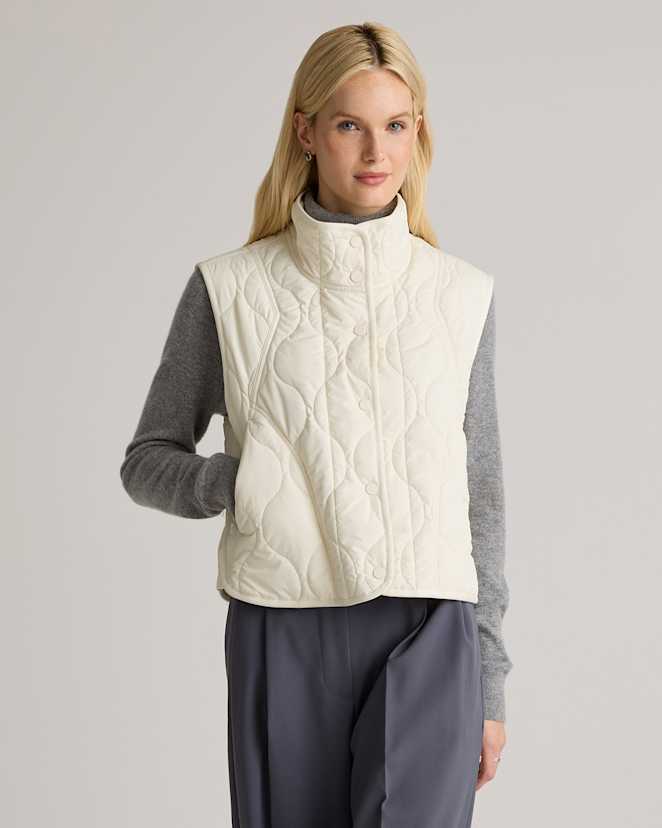 Silken White Featherless Quilted Puffer Vest