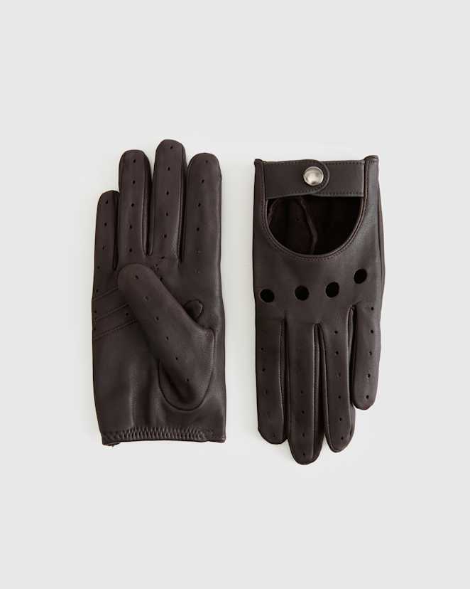 Brown Gants de conduite en cuir italien