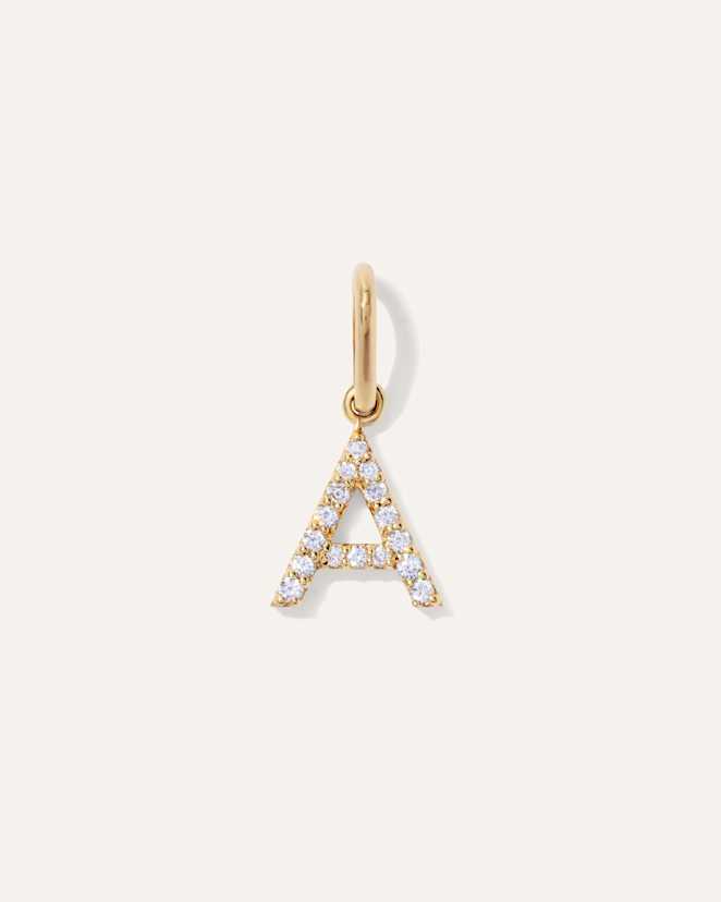 Yellow Gold 14K Gold Diamond Letter Charm