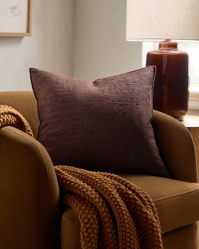 Chocolate Raw Silk Textured Pillow Cover