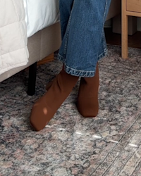 Eco Knit Heeled Bootie Cognac Victoria Schneider 4x5 Thumbnail