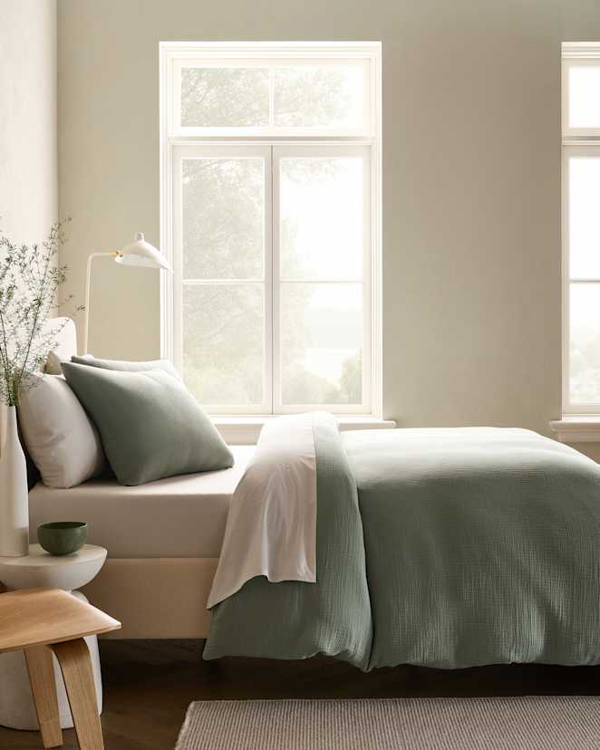 Dried Sage Organic Cotton Gauze Duvet Cover