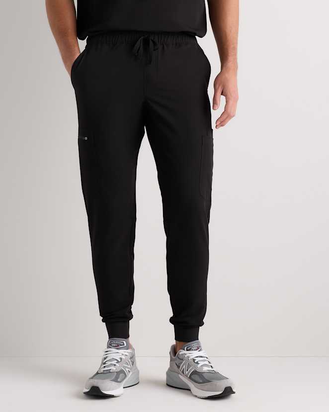 Bold Black AeraFlex Scrub Joggers
