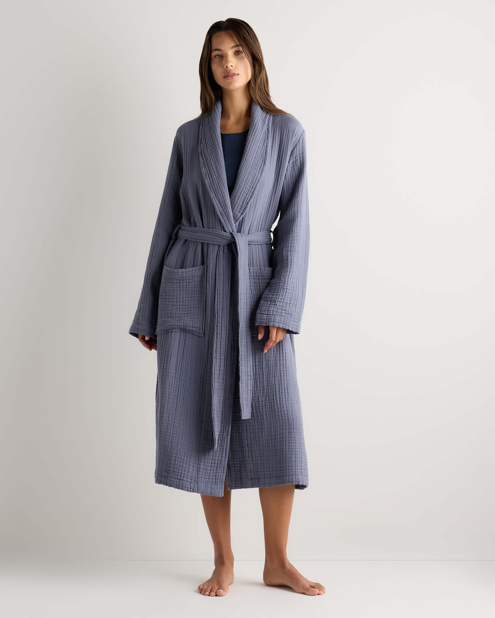 Twilight Blue Soft Layered Turkish Cotton Robe