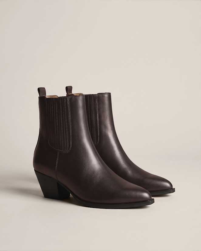 Coffee Bean Italian Leather Western Chelsea Ankle Boot