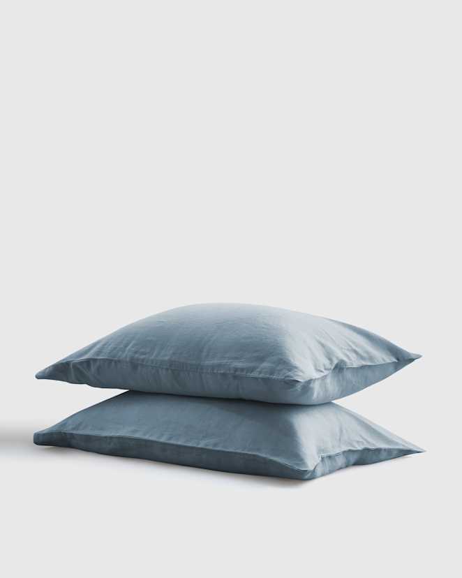 Dusty Blue European Linen Pillowcase Set