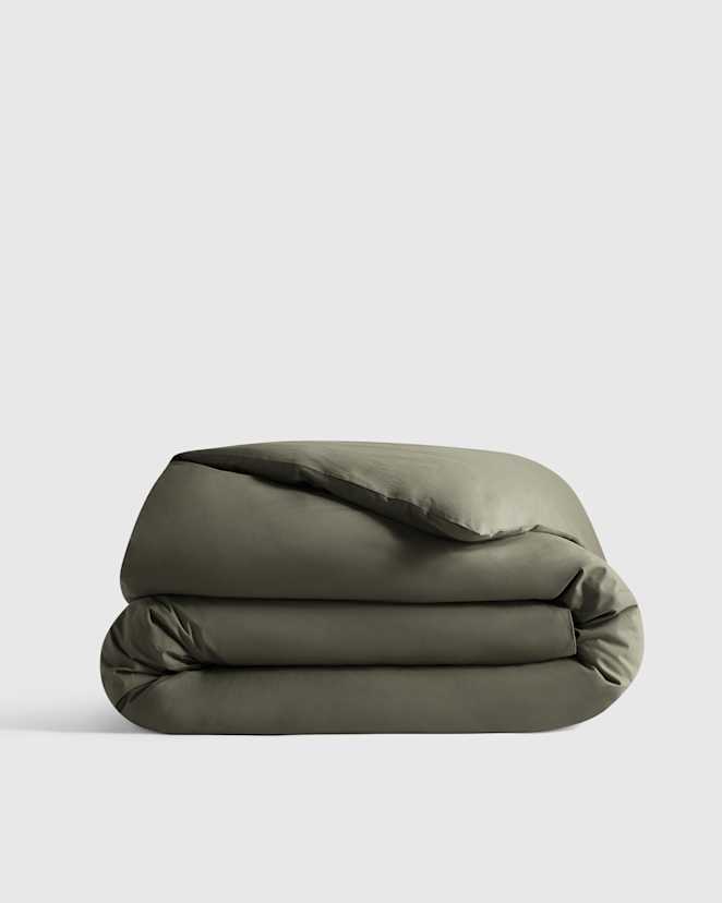 Dusty Olive Classic Organic Percale Duvet Cover