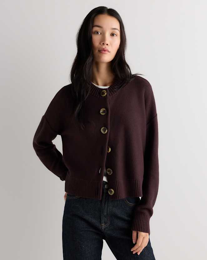 Chocolate Plum Brown 100% Organic Cotton Cropped Cardigan