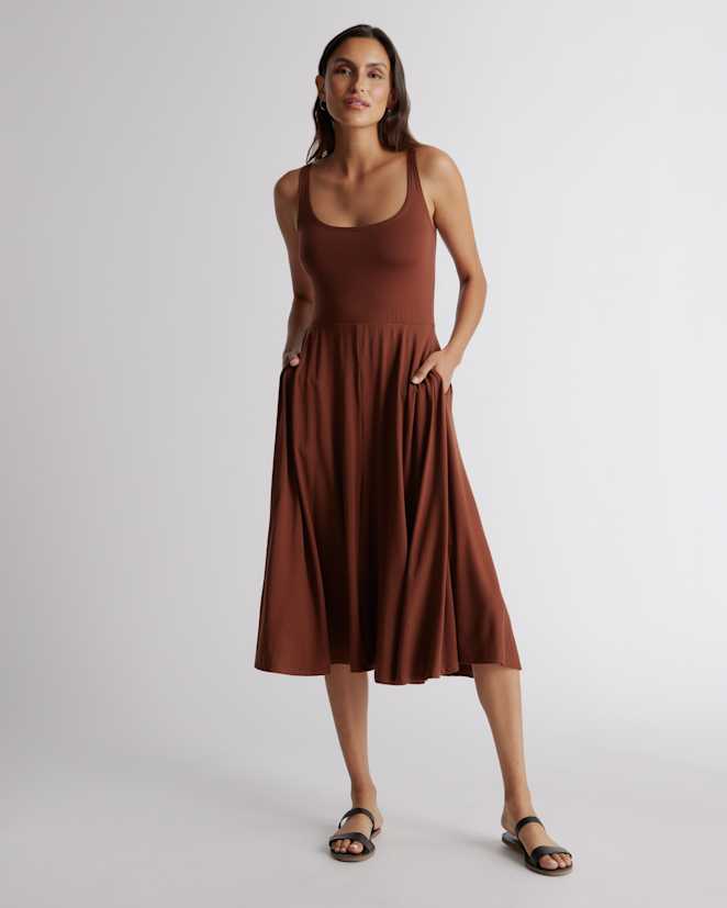 Brown Tencel Jersey Fit & Flare Dress