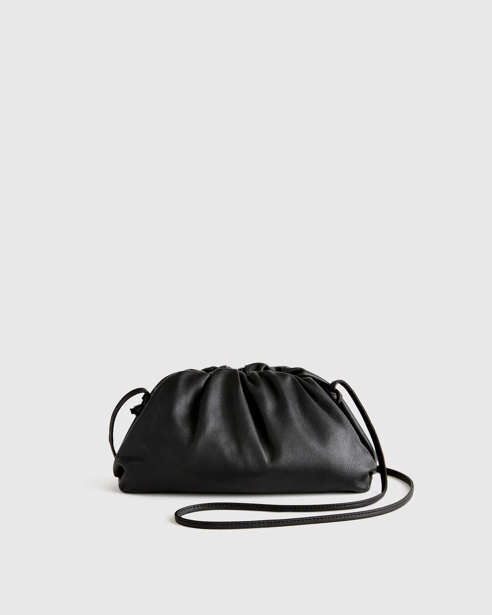 black Italian Leather Pouch Crossbody Clutch