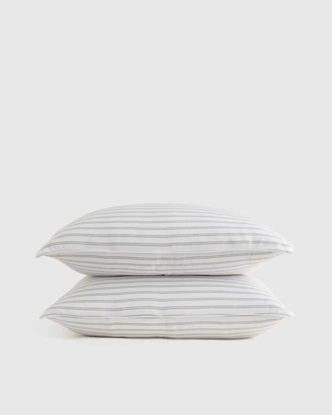 Double Stripe Sage Bamboo Sham Set