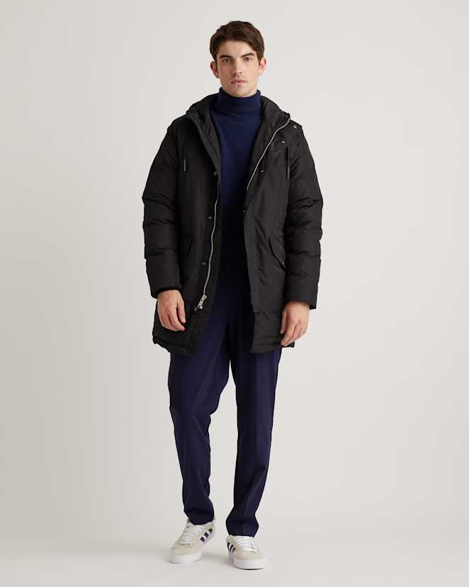 Black Featherless Long Puffer Parka
