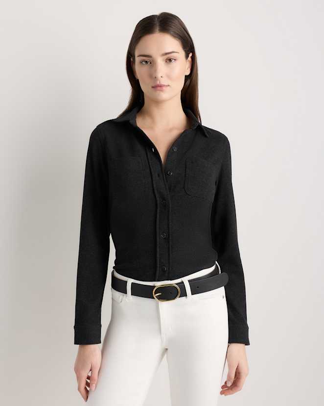 Charcoal Twill Stretch Sweater Fleece Shirt