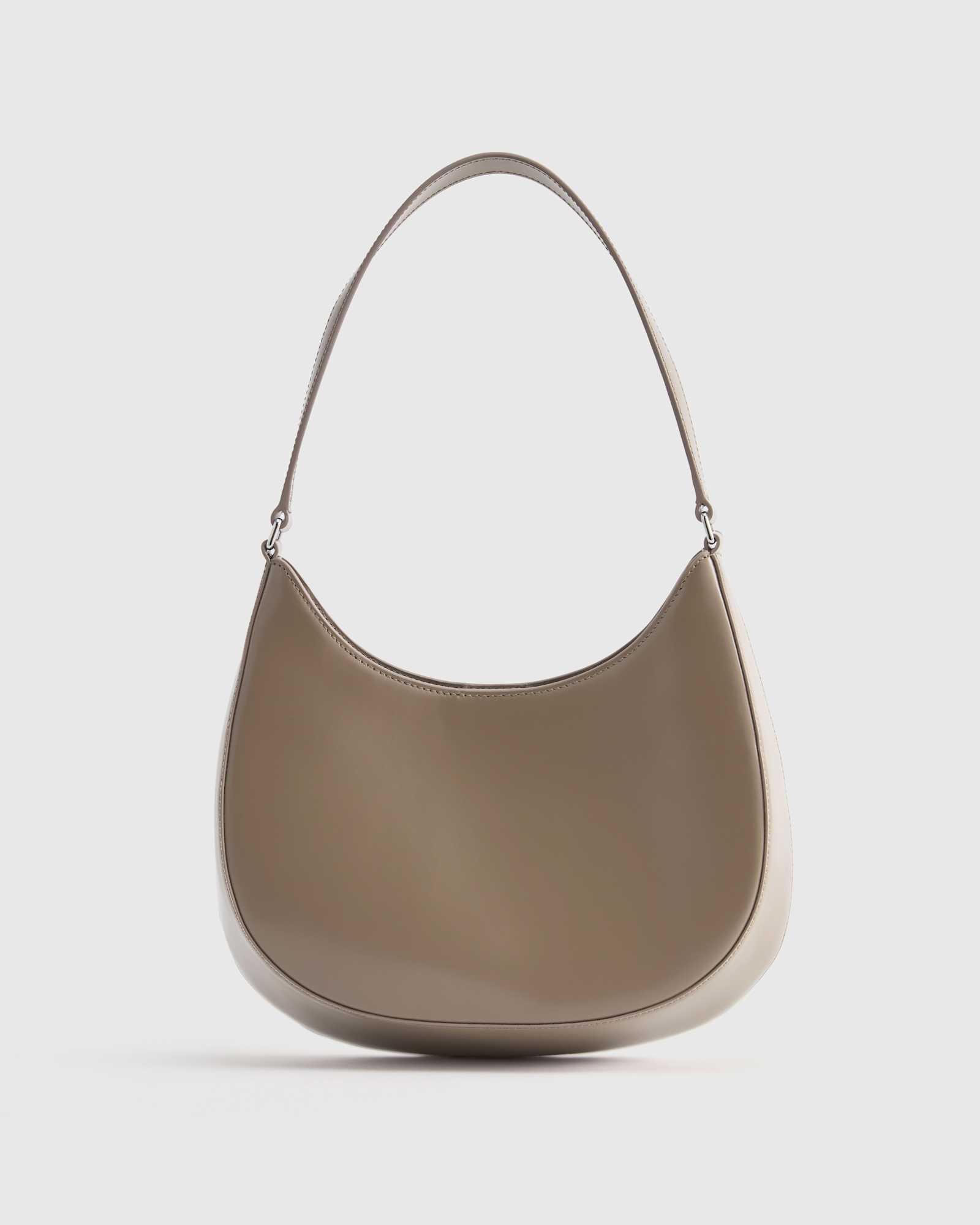 taupe Italian Abrasivato Leather Shoulder Bag
