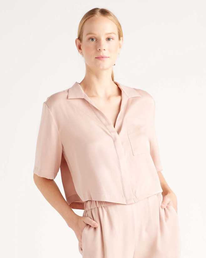 Toasted Almond 100% Washable Silk Pajama Button Up Top