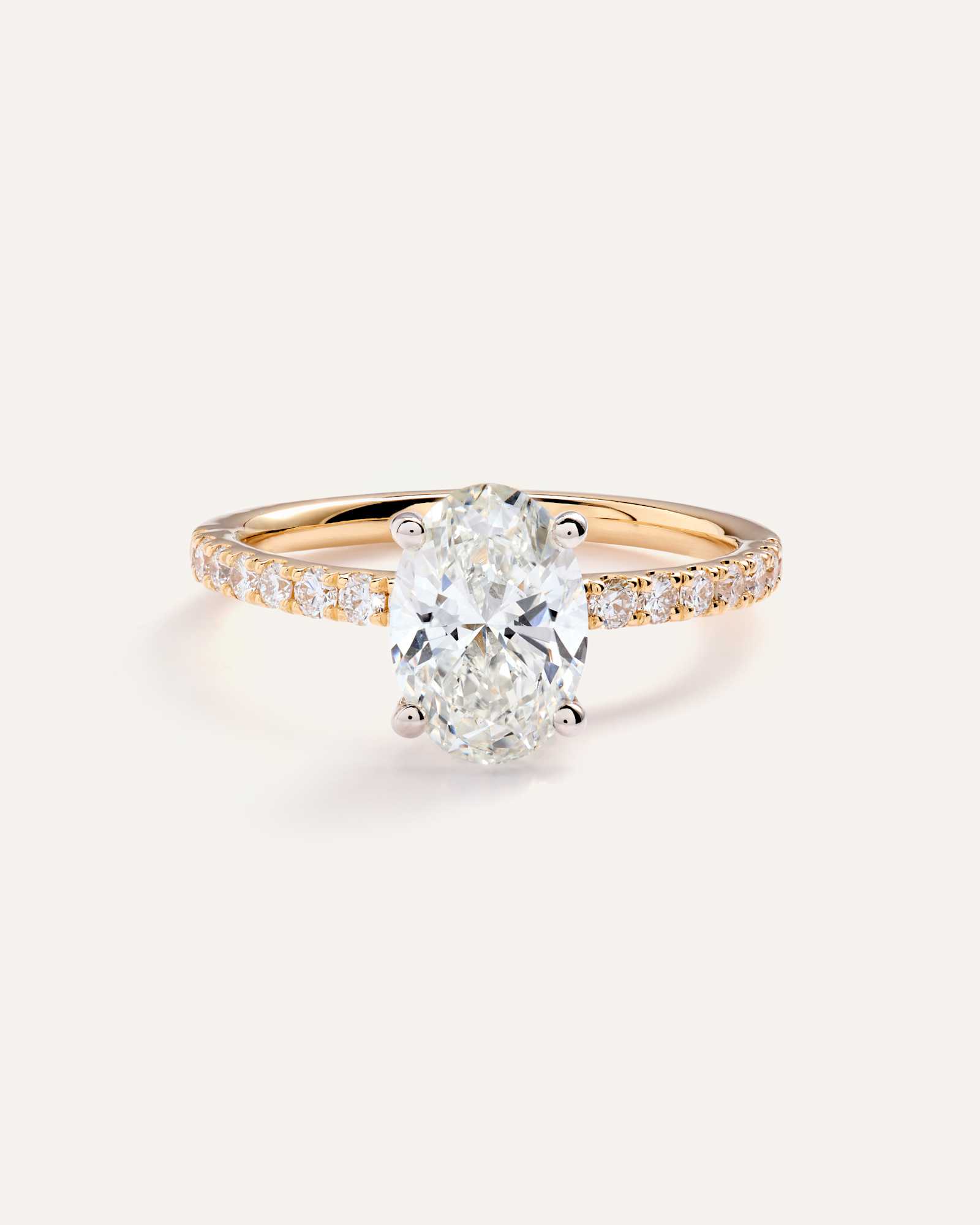 yellow-gold Lab Grown Diamond Oval Petite Pave Engagement Ring - 1.50ct