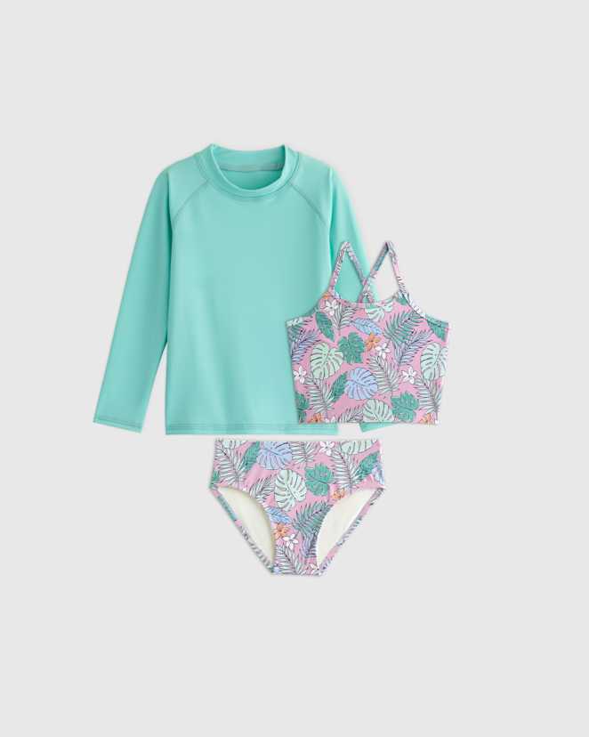 Palms Tankini and Long Sleeve Raglan Rash Guard Set