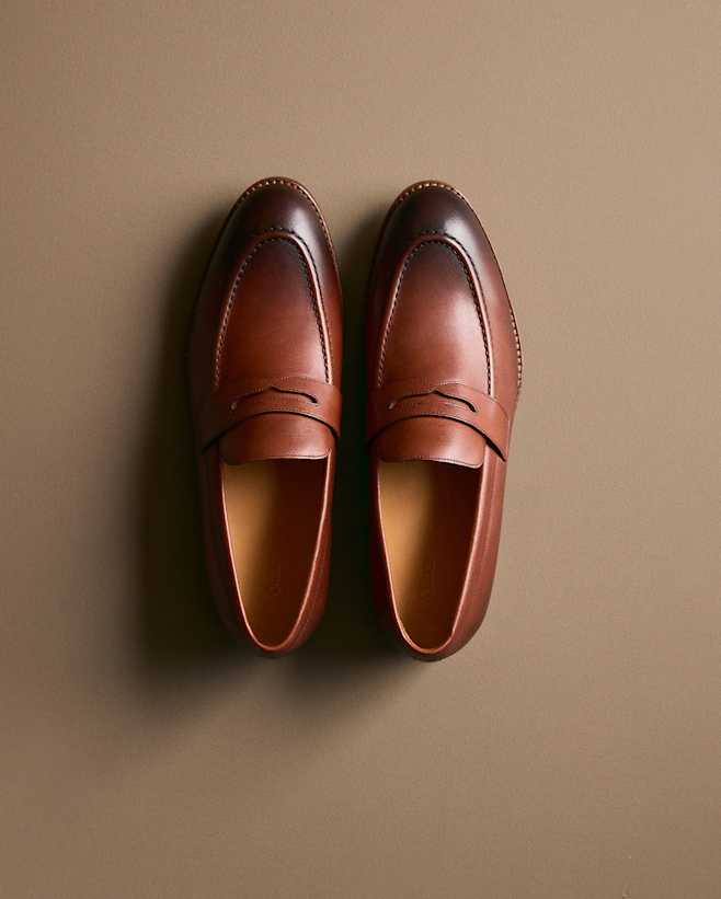 Brandy Calfskin Leather Penny Loafer