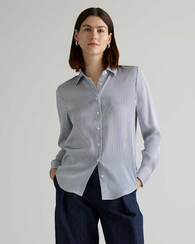 Evie Stripe Washable Stretch Silk Blouse