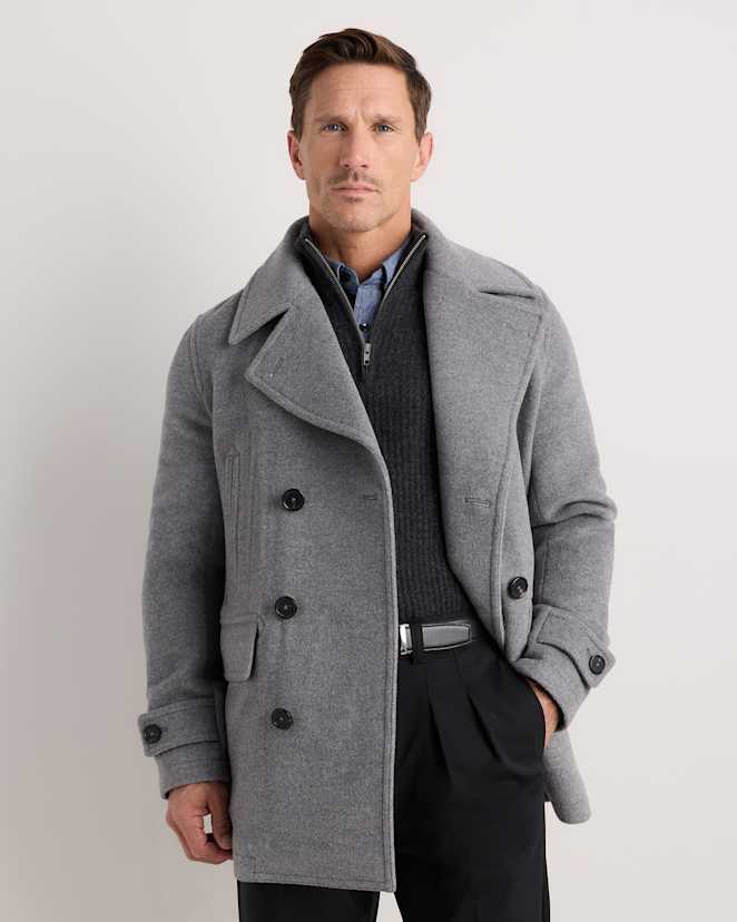 Heather Grey Wool Cashmere Peacoat