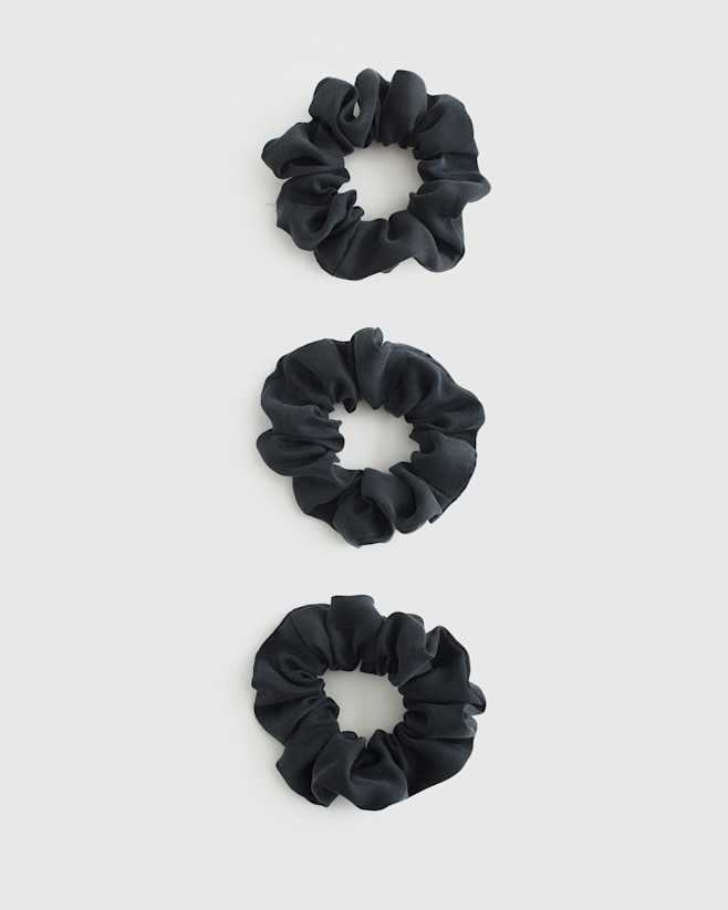 Black 100% Washable Silk Scrunchies