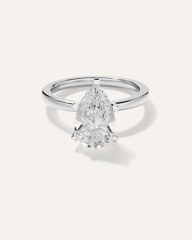 White Gold Lab Grown Diamond Pear Comfort Fit Engagement Ring