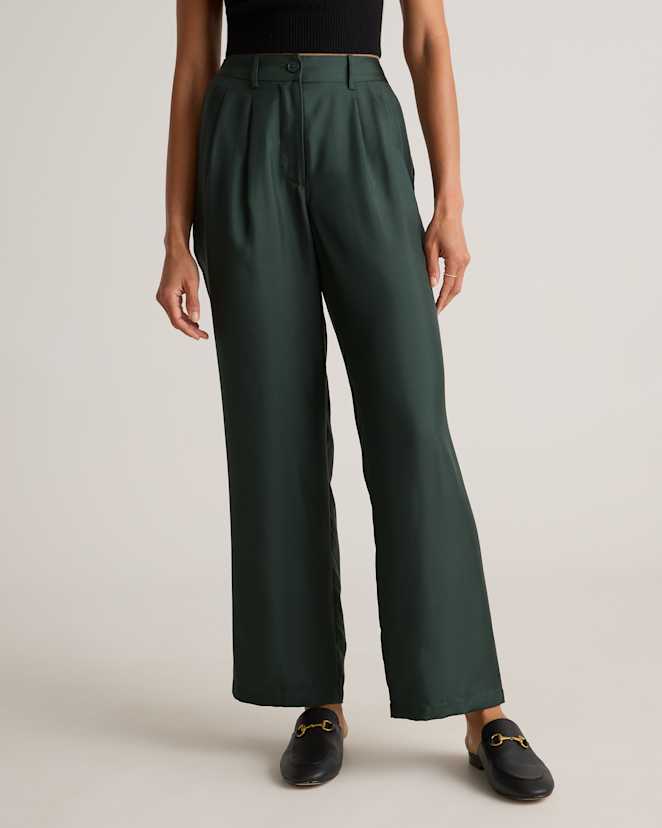 Forest Green 100% Silk Twill Trouser