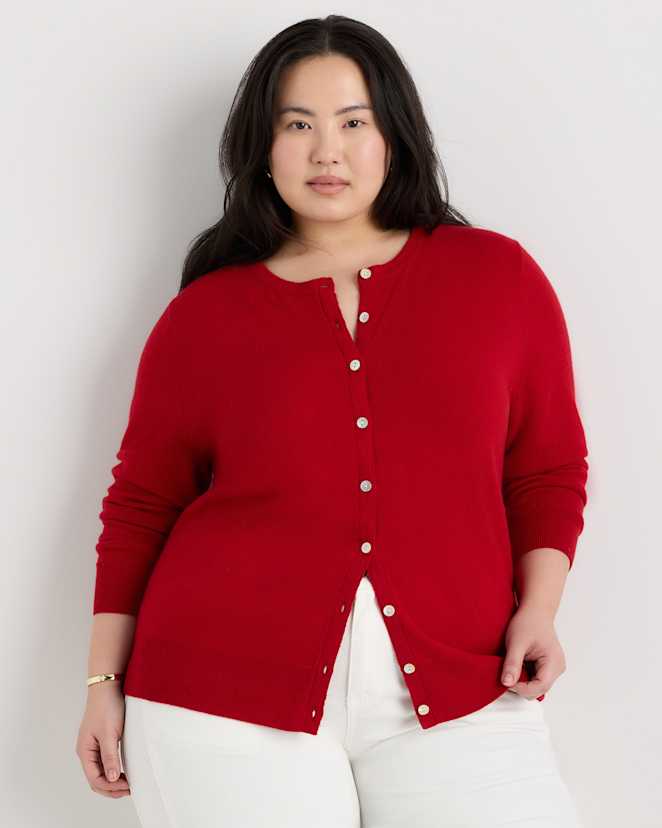 Varsity Red Mongolian Cashmere Cardigan Sweater