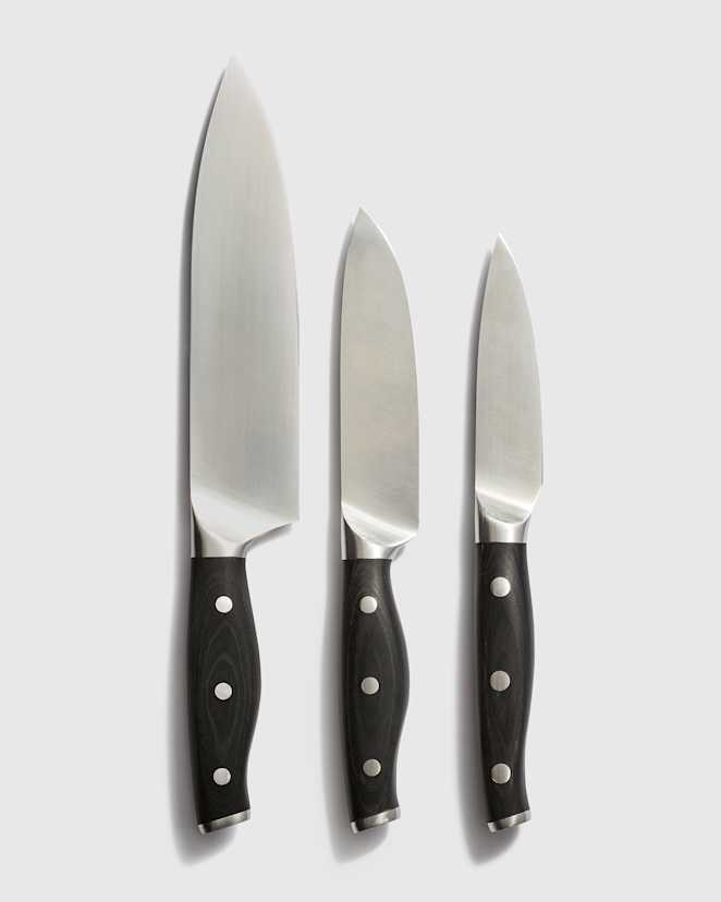 Black Fully Forged German Stainless Steel 3-Piece Knife Set
