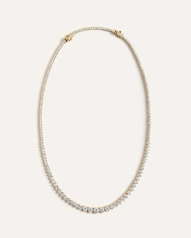 Yellow Gold 14K Gold Lab Grown Diamond Graduated Tennis Necklace