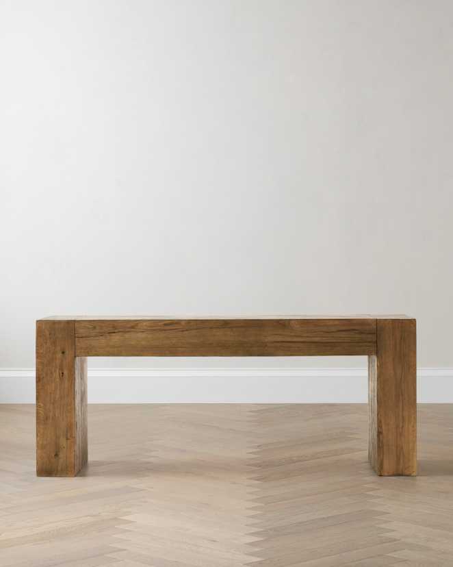 Cafe Brown Reclaimed Oak Waterfall Console Table